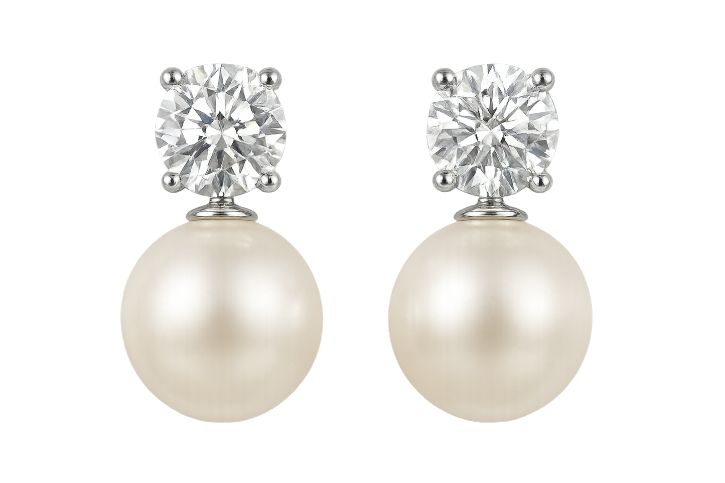 Diamond Stud Earrings 61 with pearl give the image in firmat no background 