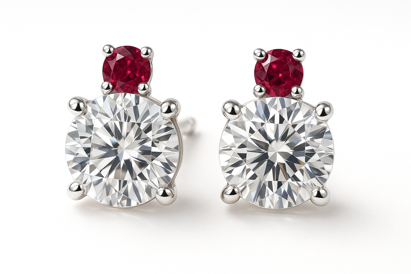 Diamond Stud Earrings 61 with ruby give the image in png format no background