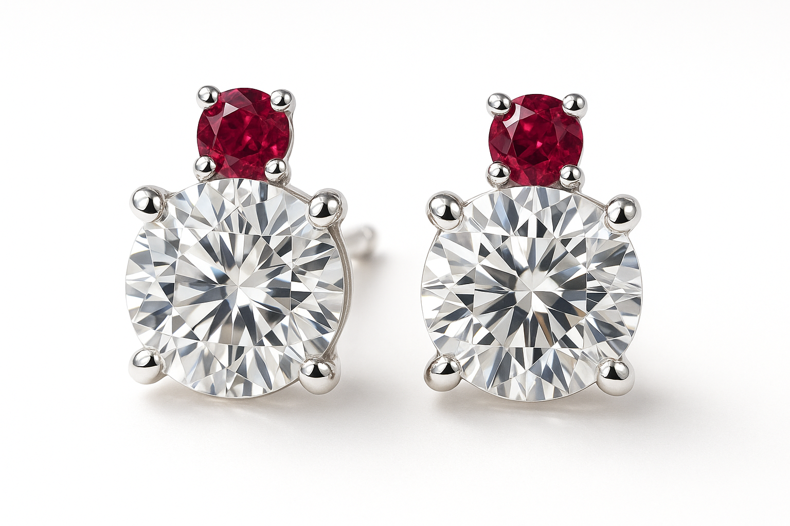 Diamond Stud Earrings 61 with ruby give the image in png format no background