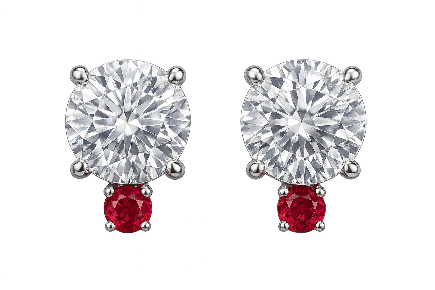 Diamond Stud Earrings 61 with ruby give the imge in the format no background 
