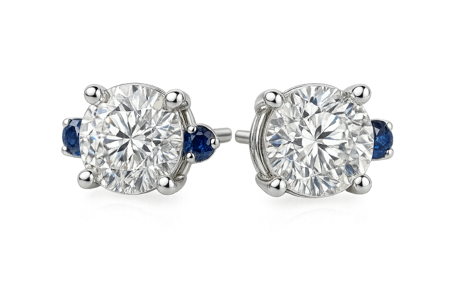 Diamond Stud Earrings 61 with sapphire give the image inpng format no background