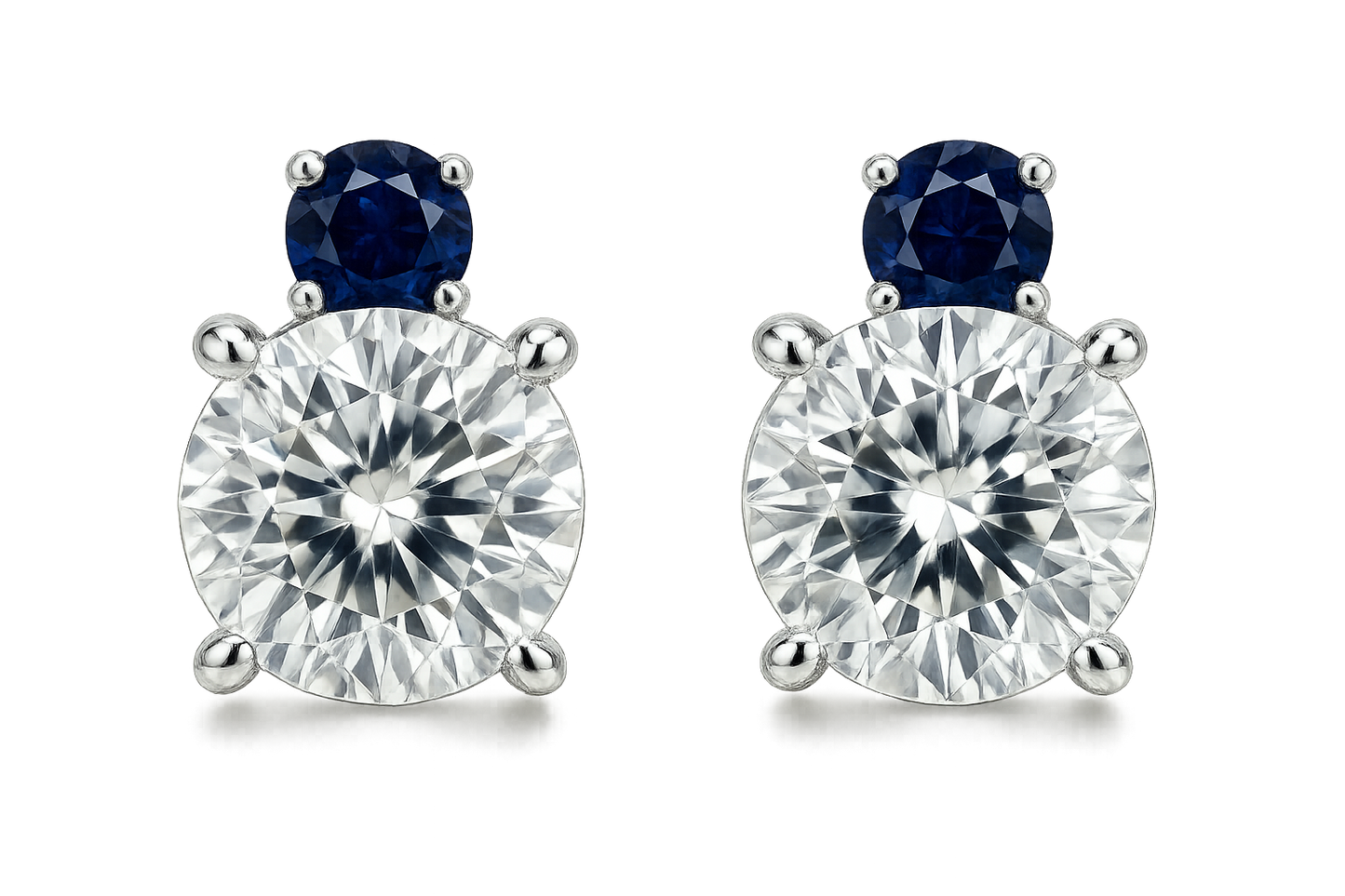 Diamond Stud Earrings 61 with sapphire image in format no background 