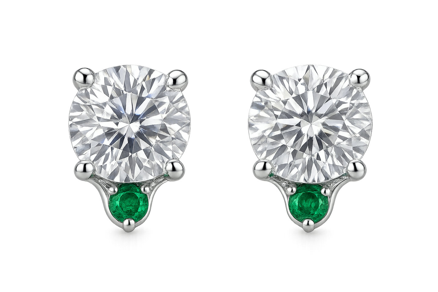 Diamond Stud Earrings 65 with emerald give the image in png format no background