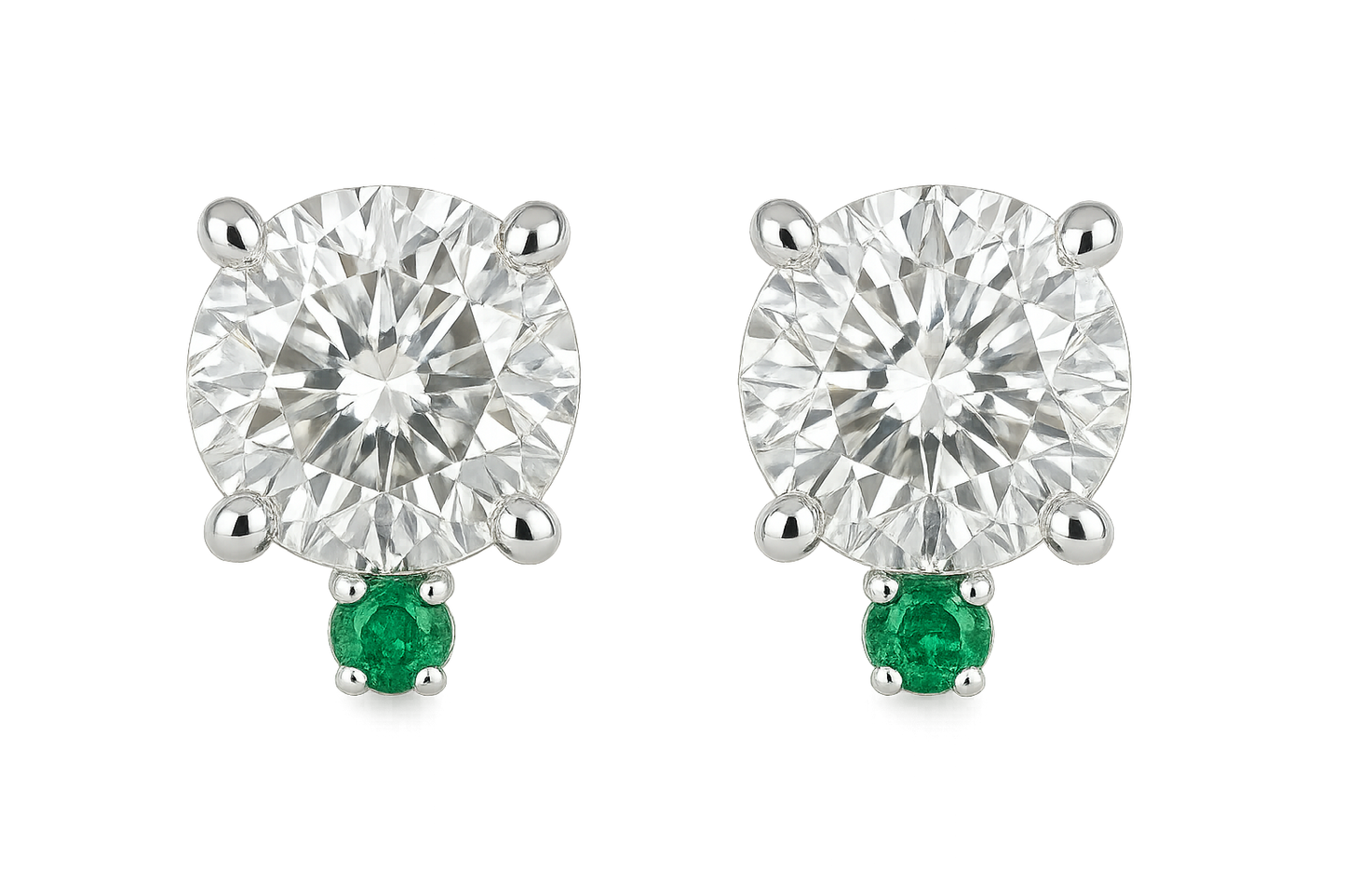Diamond Stud Earrings 65 with emerald  give the image in png format no background 