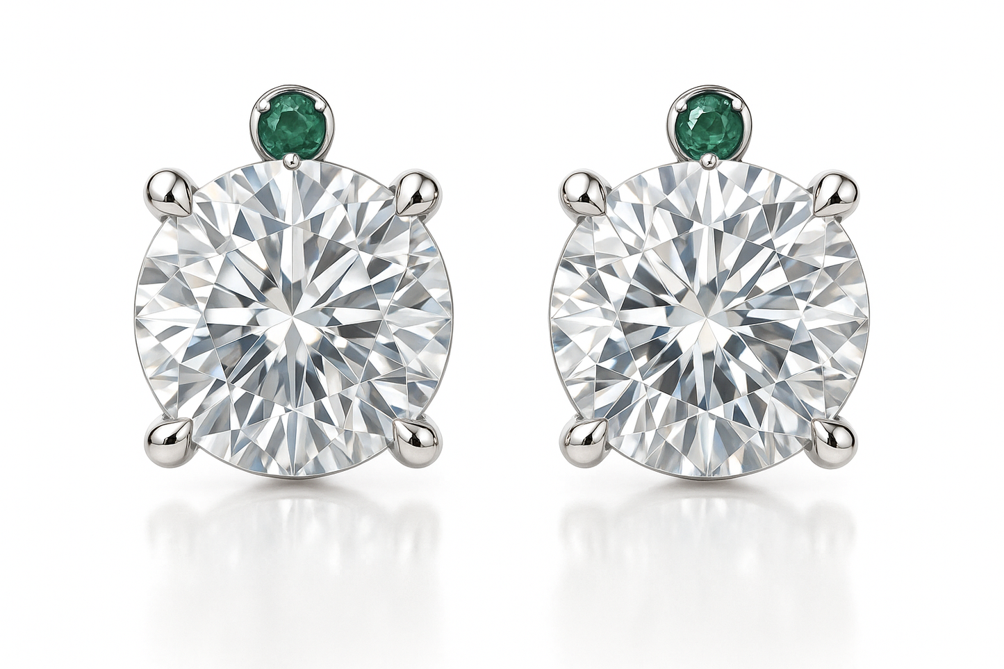 Diamond Stud Earrings 65 with emerald give the image in png format no background