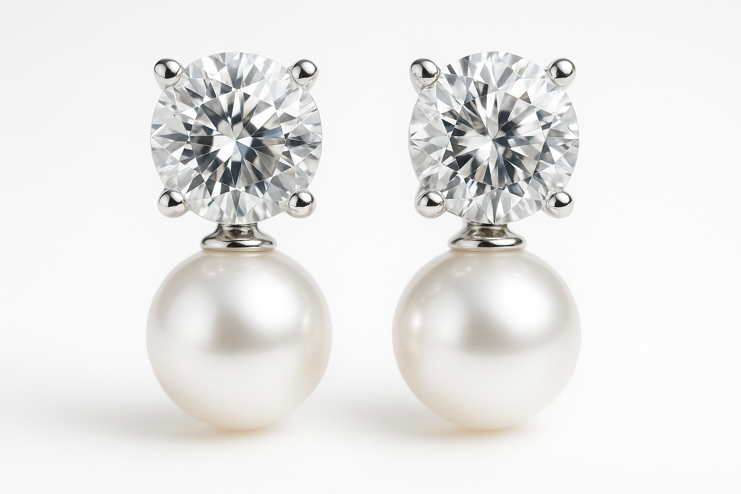 Diamond Stud Earrings 65 with pearl gie the image in png format no background