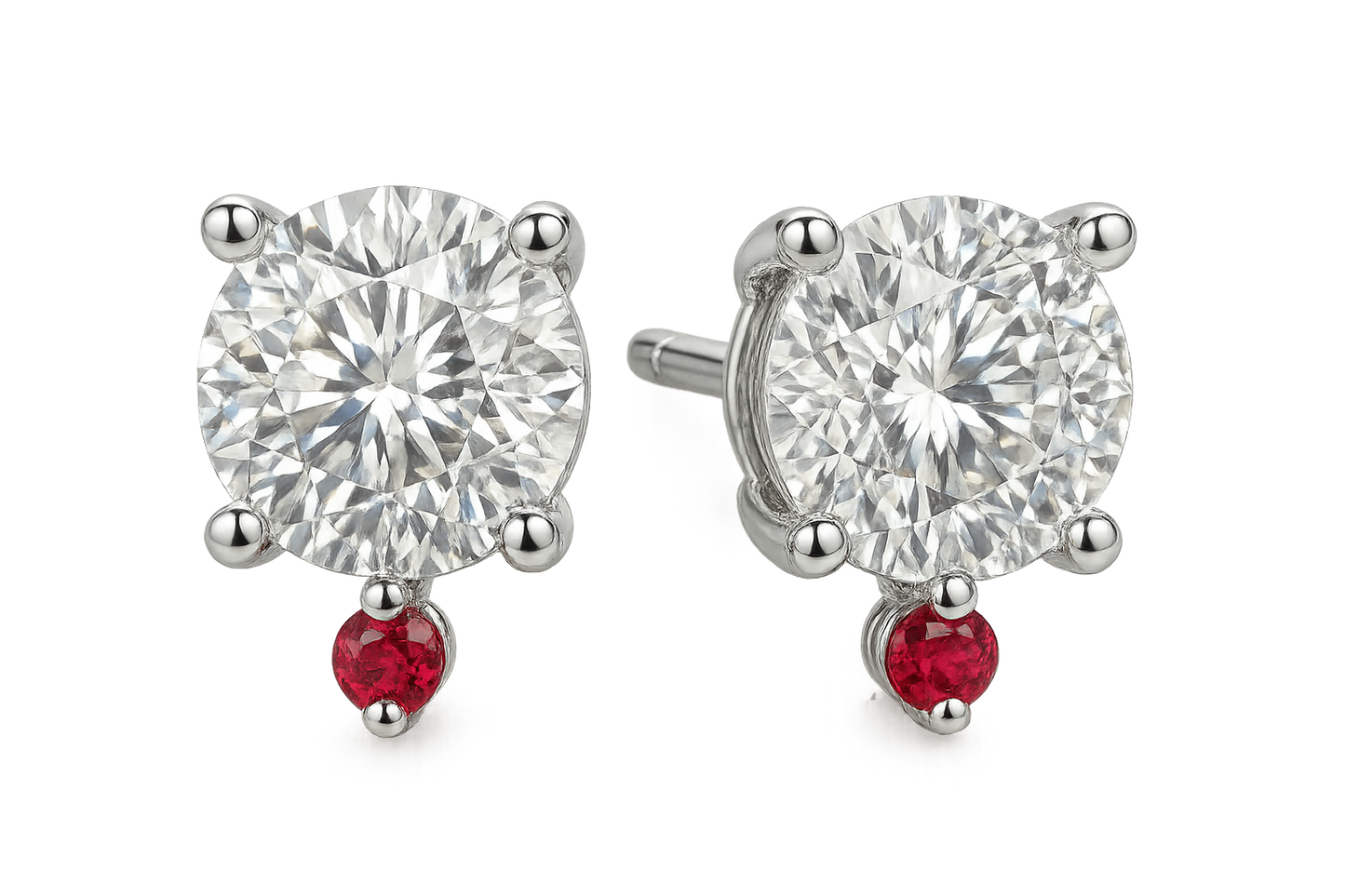 Diamond Stud Earrings 65 with ruby  give the image in png format no background  