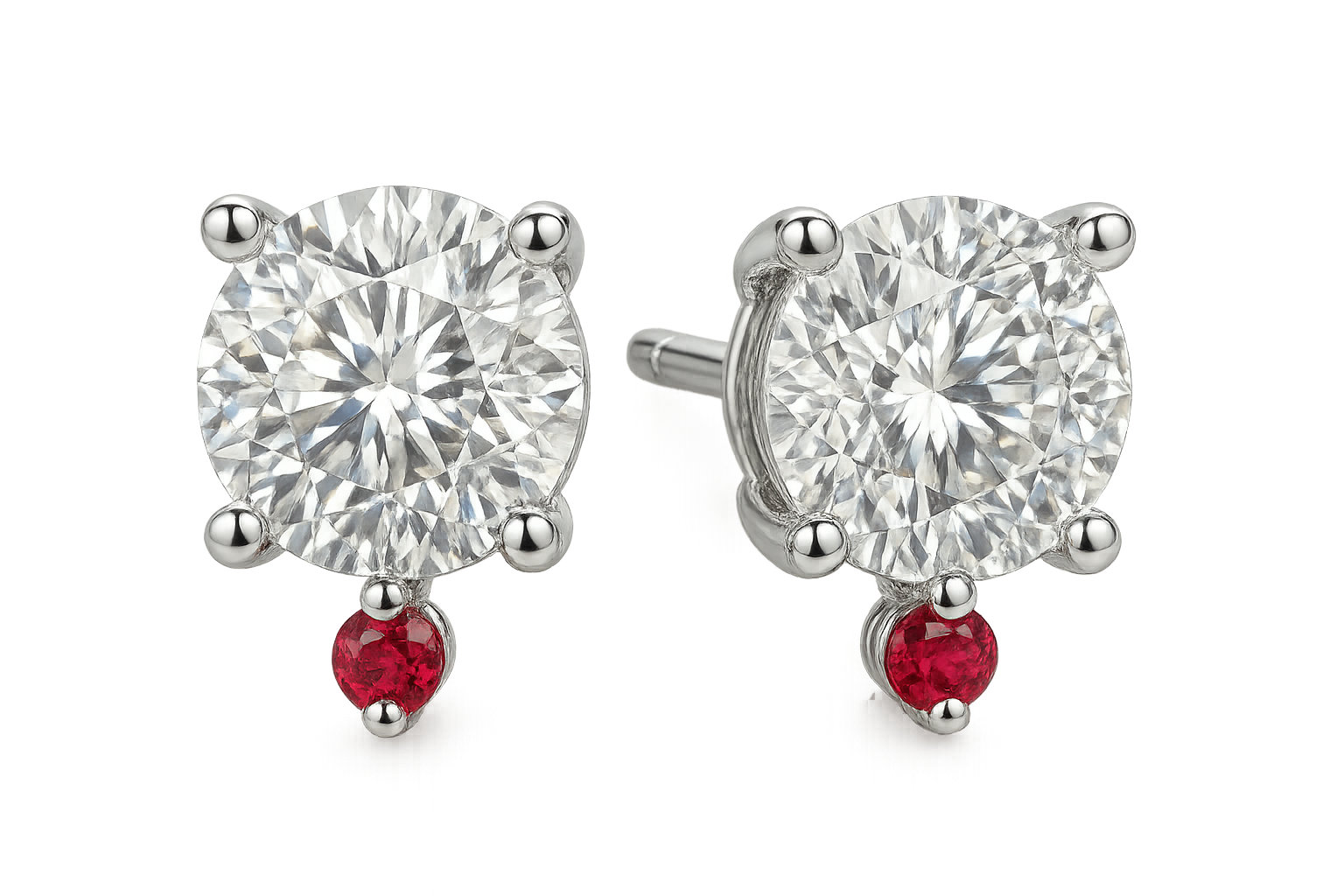 Diamond Stud Earrings 65 with ruby  give the image in png format no background  