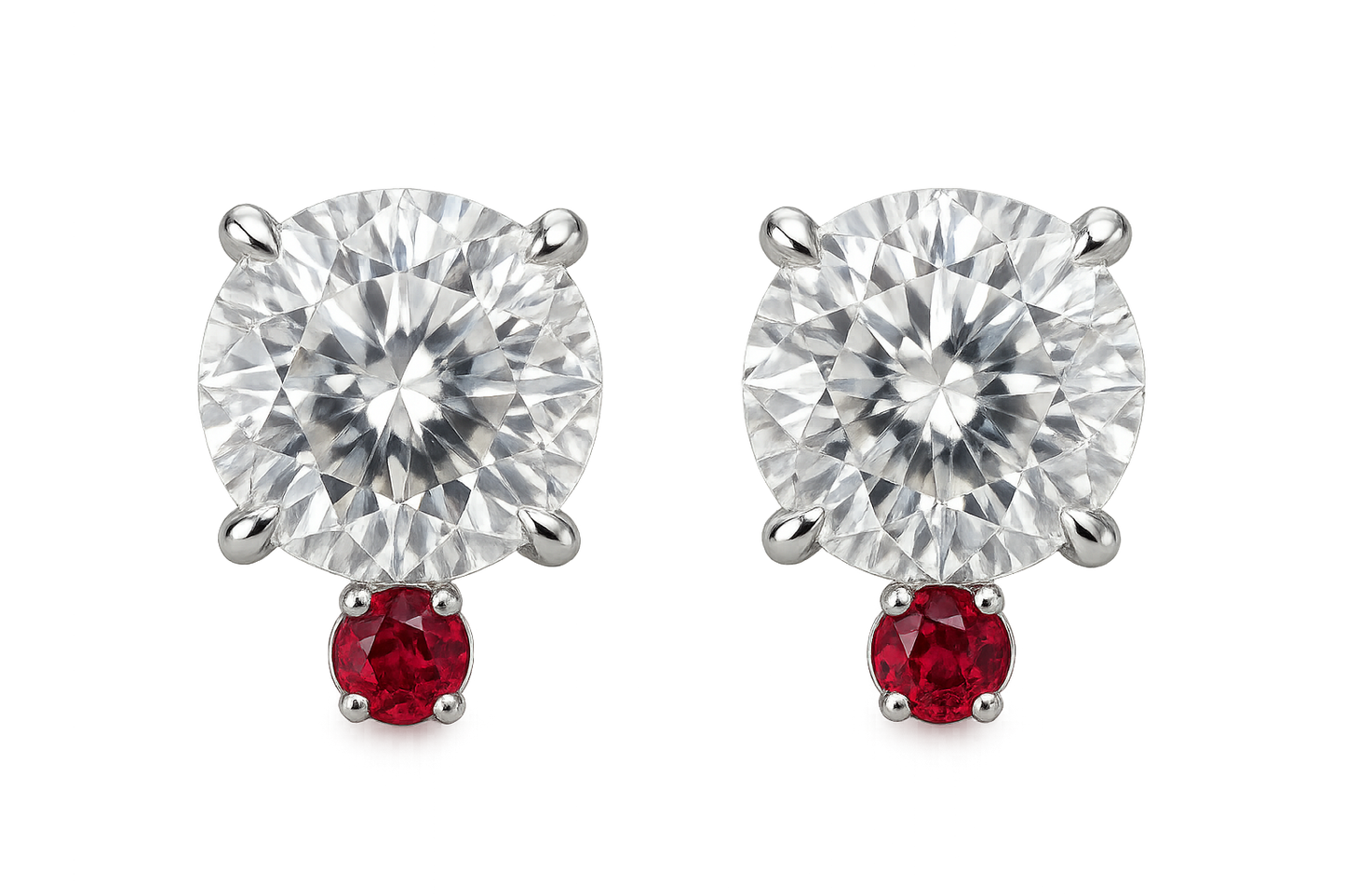Diamond Stud Earrings 65 with ruby give the image in png format no background 