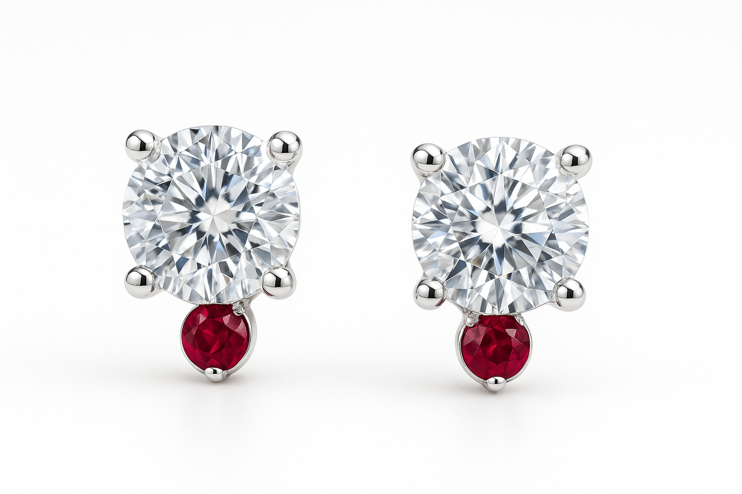 Diamond Stud Earrings 65 with ruby give the image in png format no background
