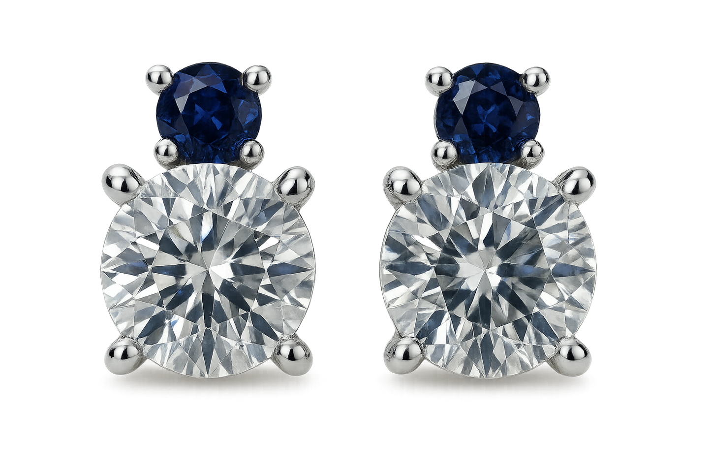 Diamond Stud Earrings 65 with sapphire give the image in png format no background