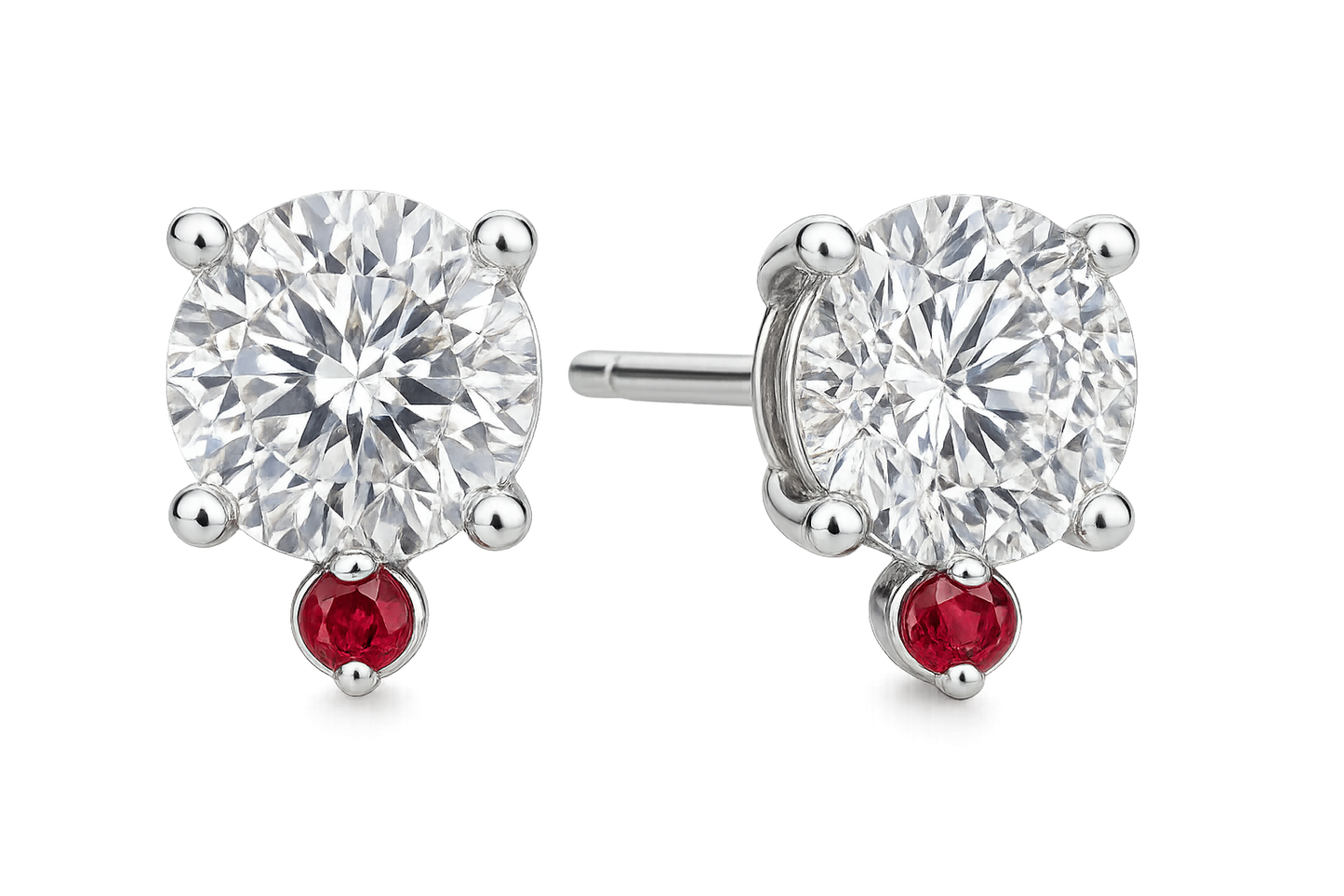 Diamond Stud Earrings 68 with ruby give the image in png format no background