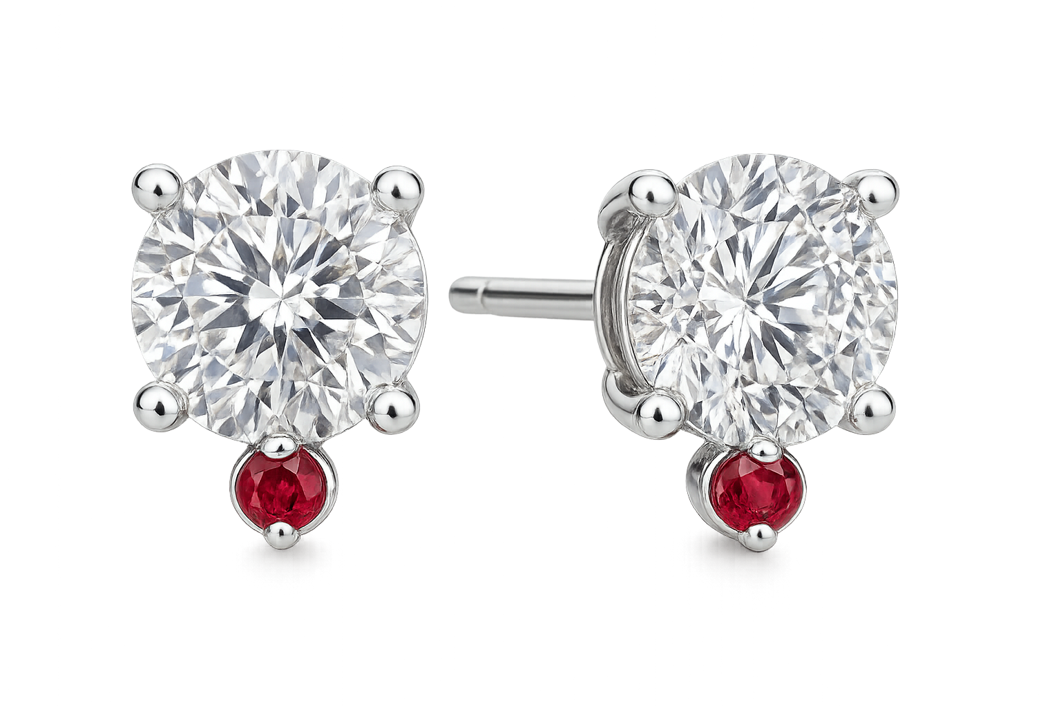 Diamond Stud Earrings 68 with ruby give the image in png format no background