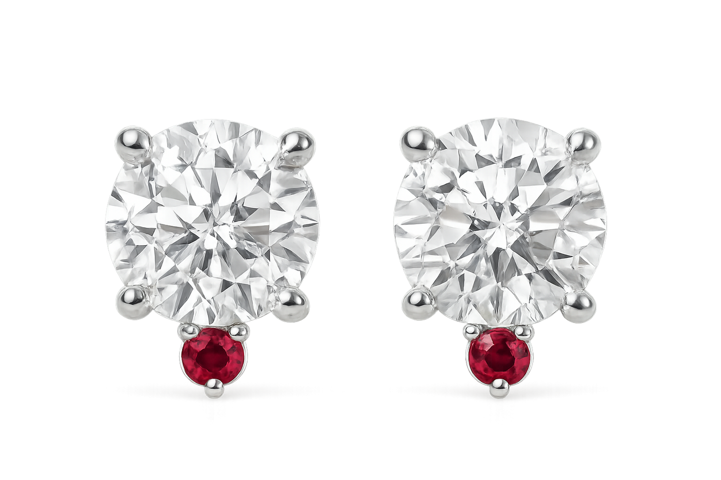 Diamond Stud Earrings 68 with ruby give the image in png format no background