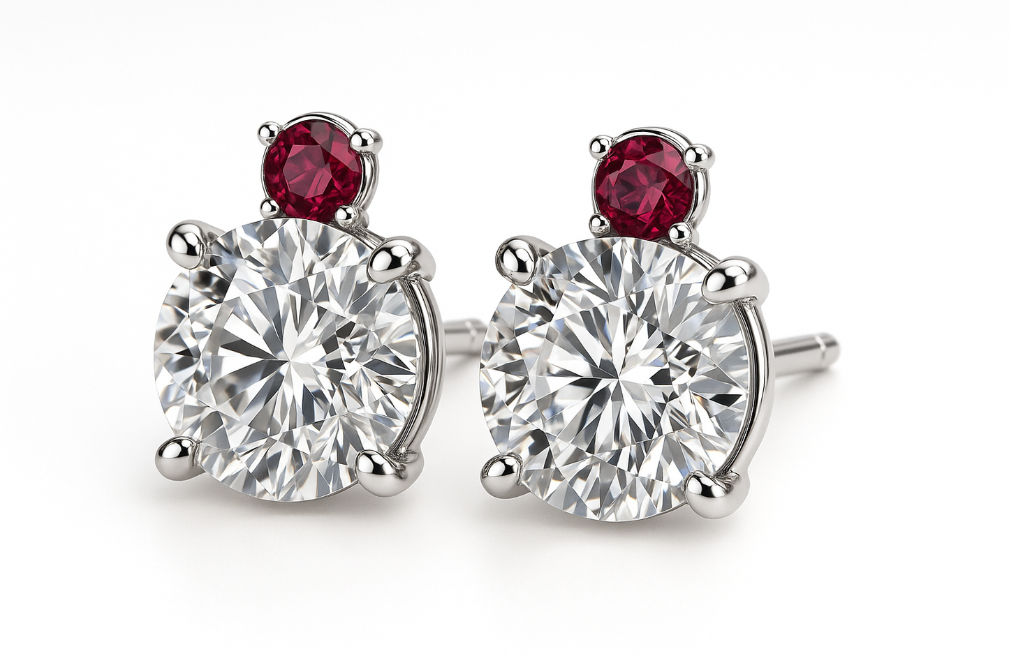 Diamond Stud Earrings 68 with ruby give the image in png format no background