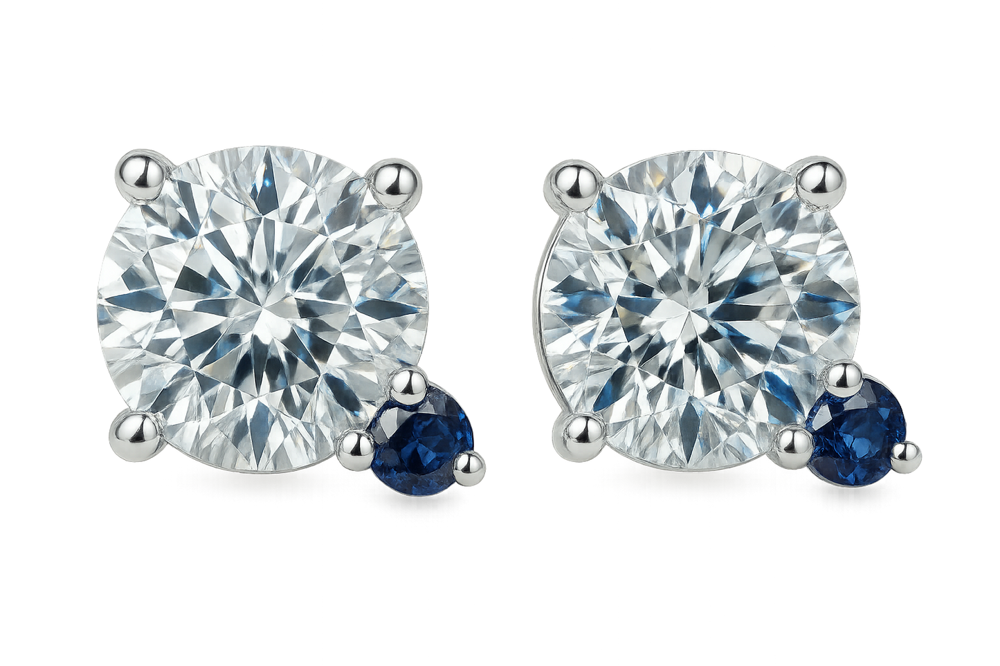 Diamond Stud Earrings 68 with sapphire give the image in png format no background