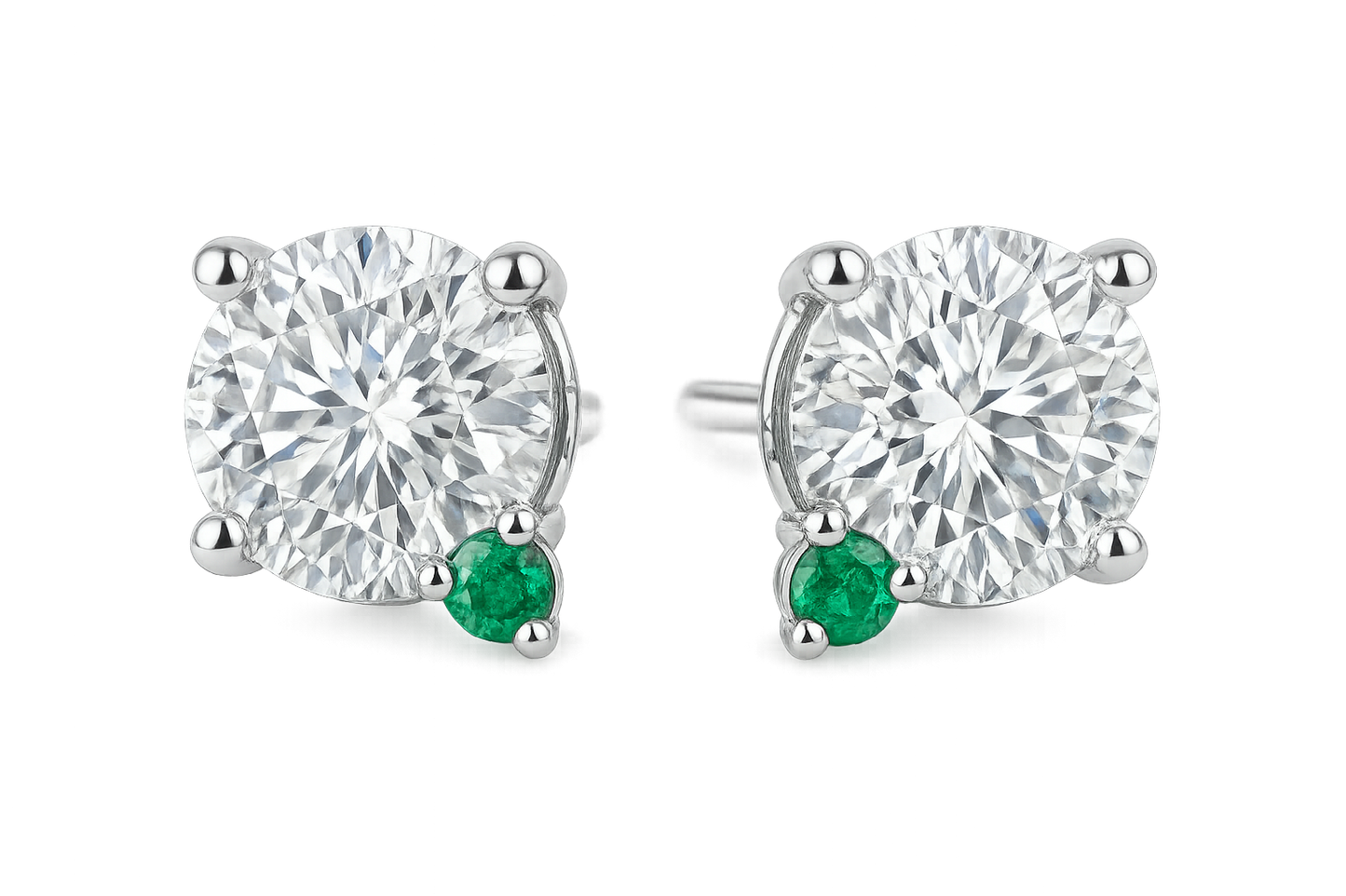  Diamond Stud Earrings 74 with emerald give the image in png format no background