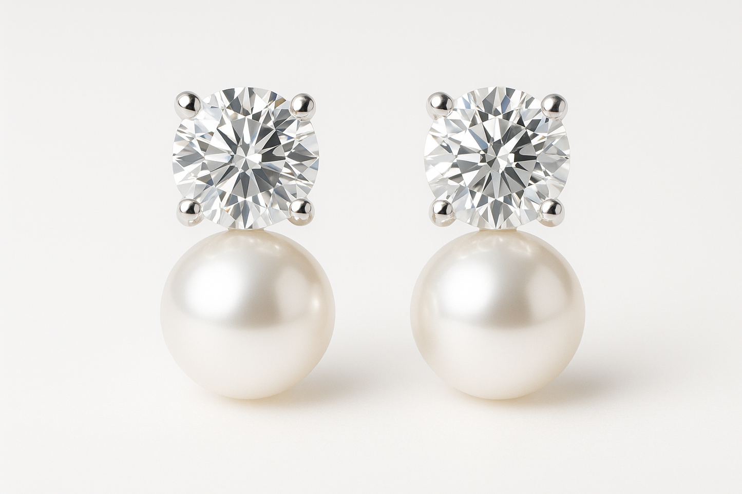 Diamond Stud Earrings 74 with pearl give the image in png format no background 