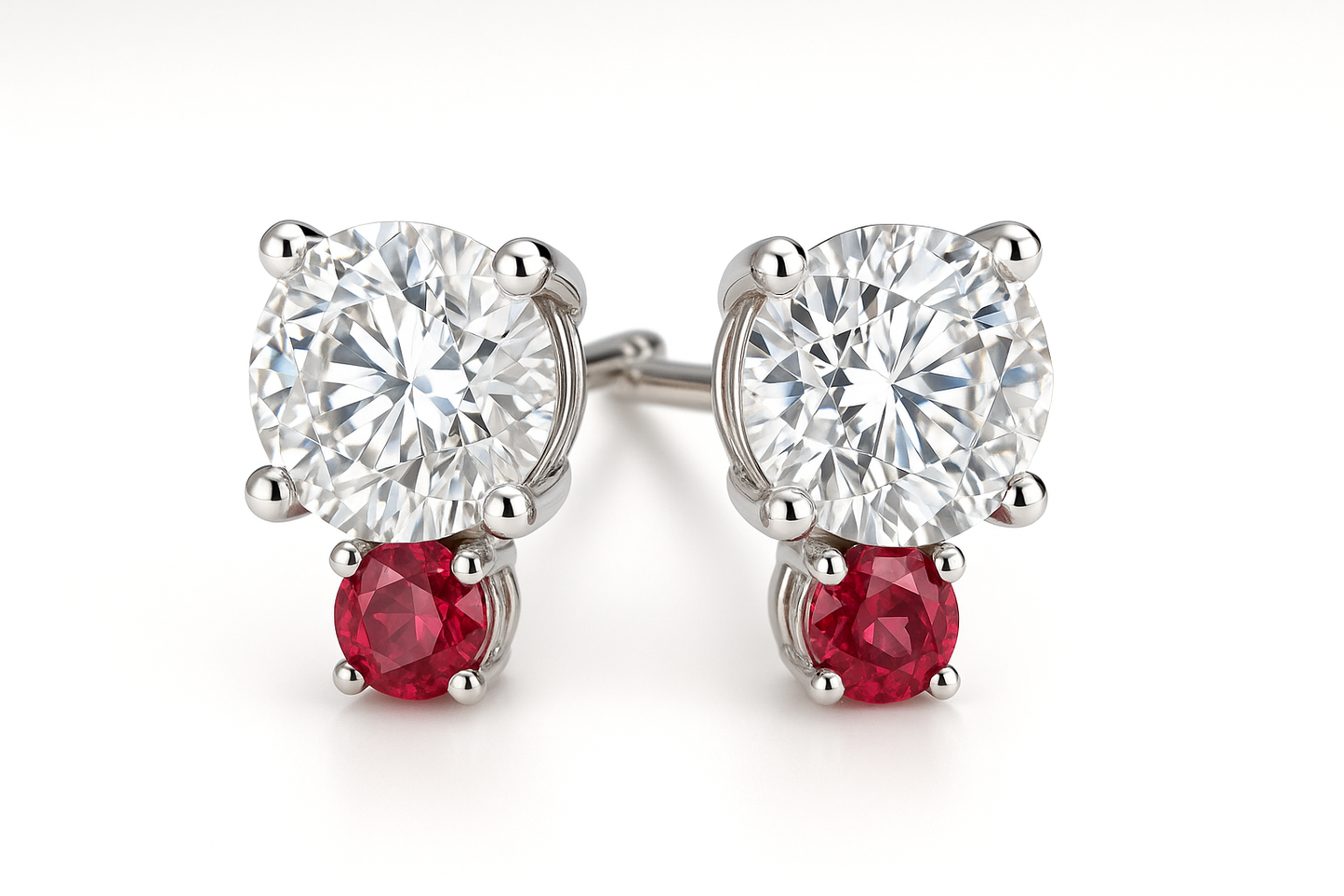 Diamond Stud Earrings 74 with ruby give the image in png format no background
