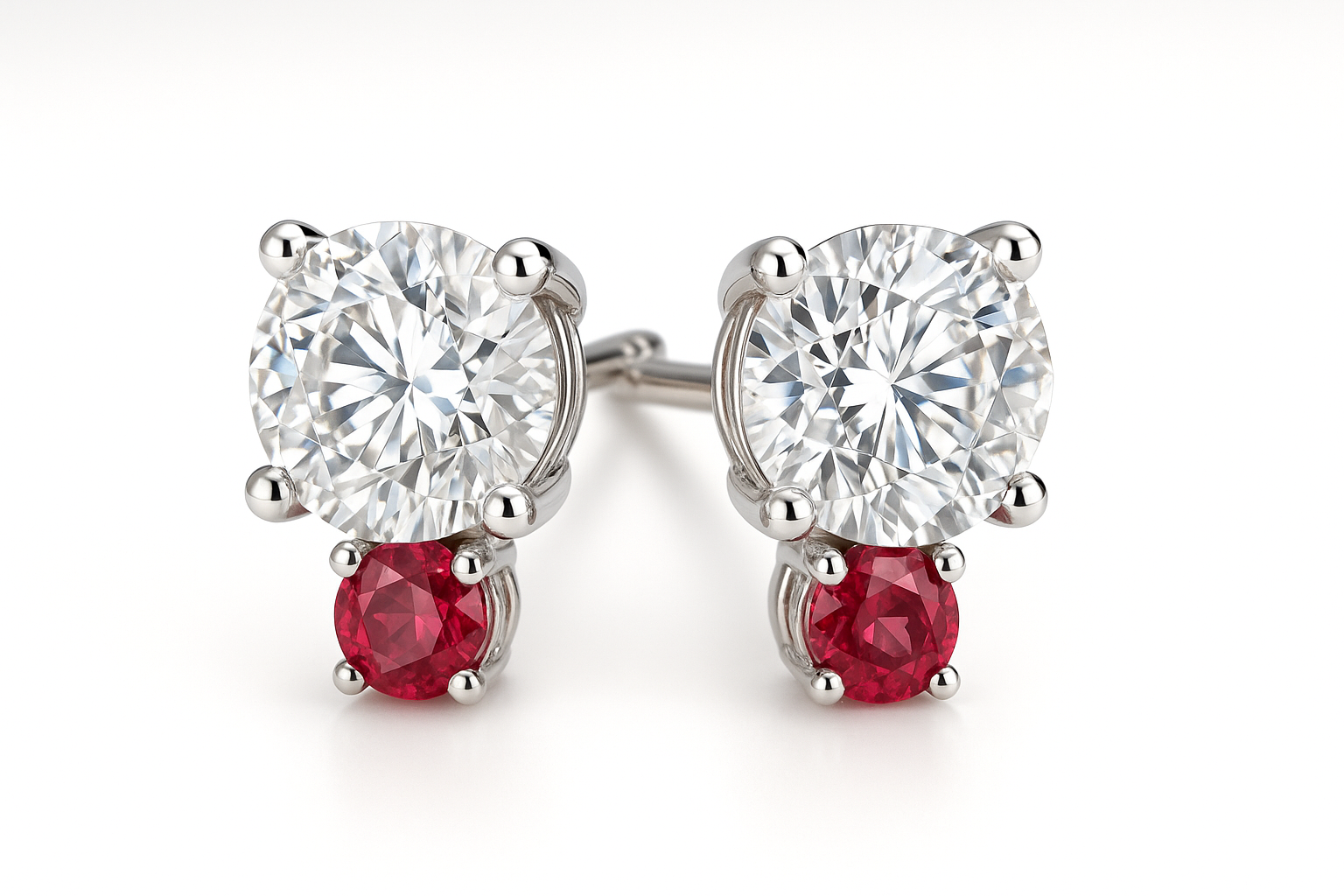 Diamond Stud Earrings 74 with ruby give the image in png format no background