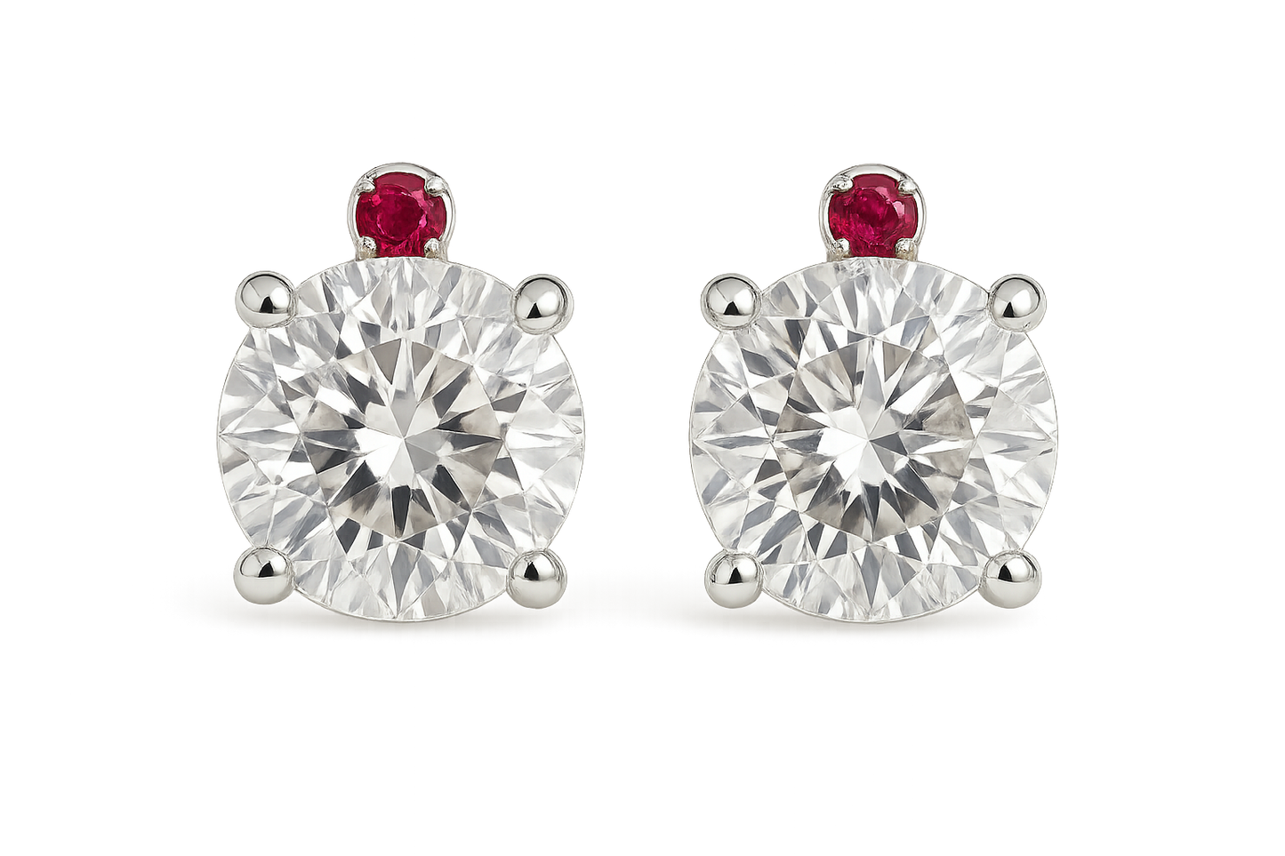 Diamond Stud Earrings 74 with ruby give the image in png format no background 