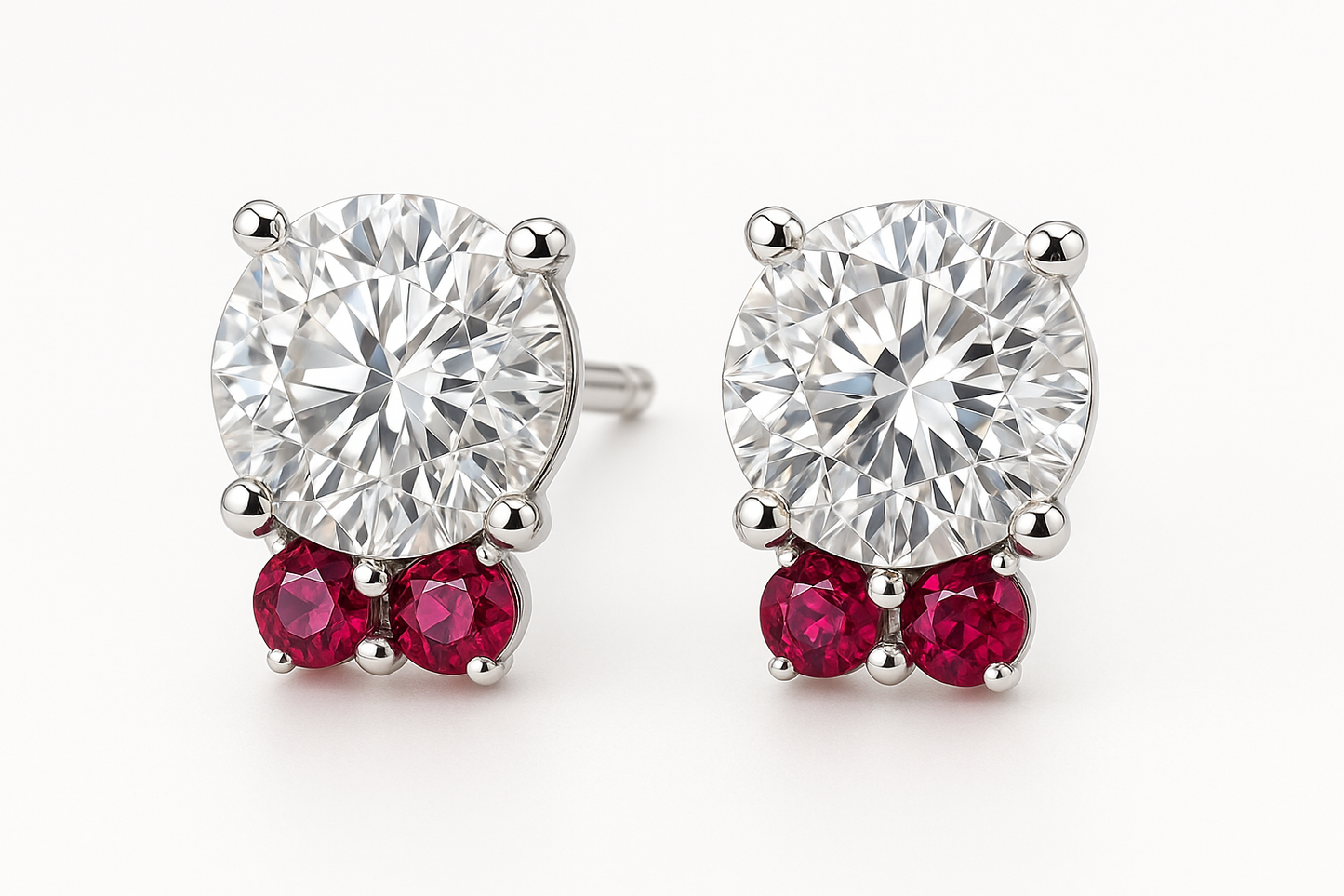 Diamond Stud Earrings 74 with ruby give the image in png format no background