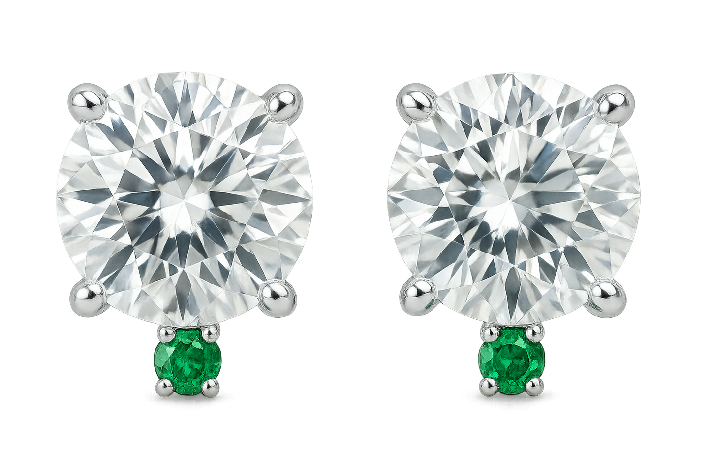  Diamond Stud Earrings 75 with emerald give the image in png format no background