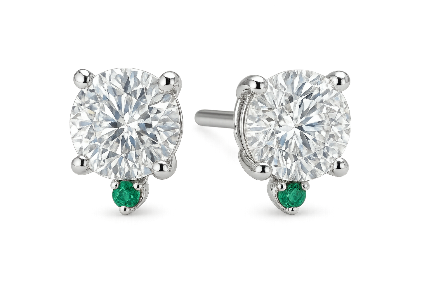 Diamond Stud Earrings 75 with emerald give the image in png format no background