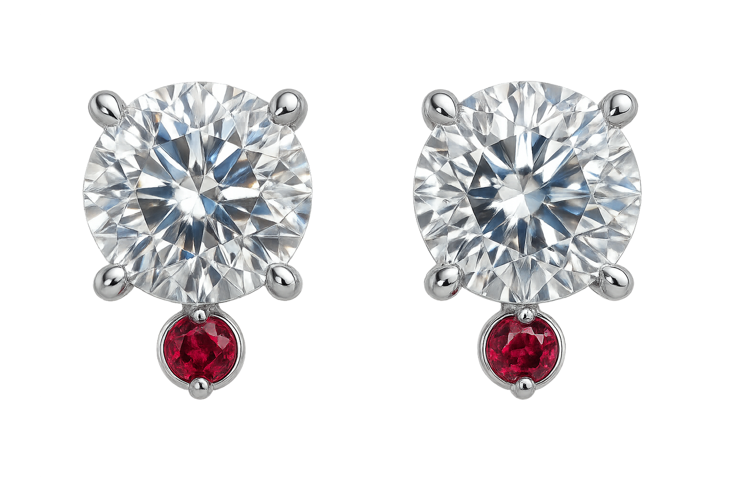 Diamond Stud Earrings 75 with ruby give the image in png format no background