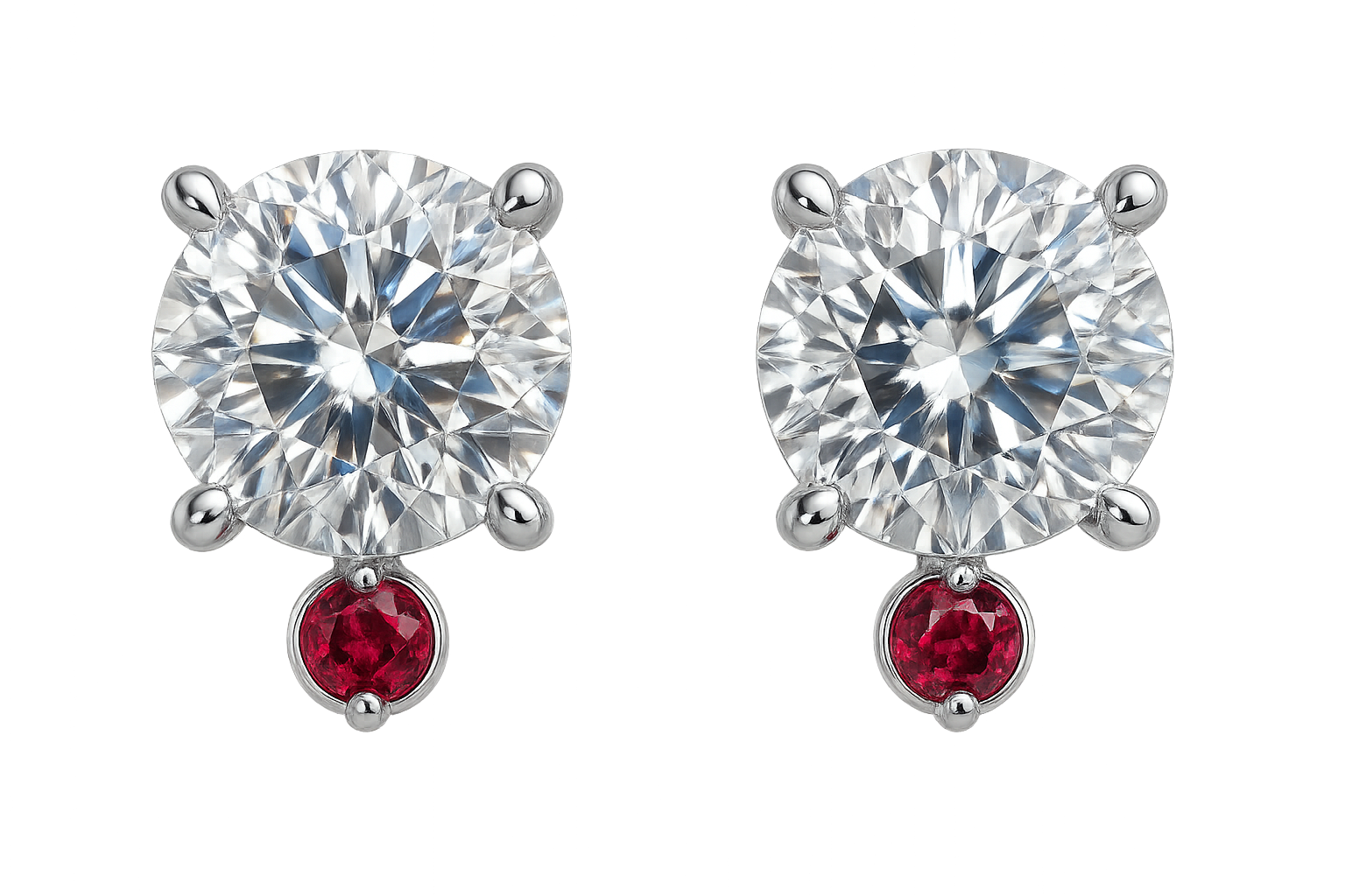 Diamond Stud Earrings 75 with ruby give the image in png format no background