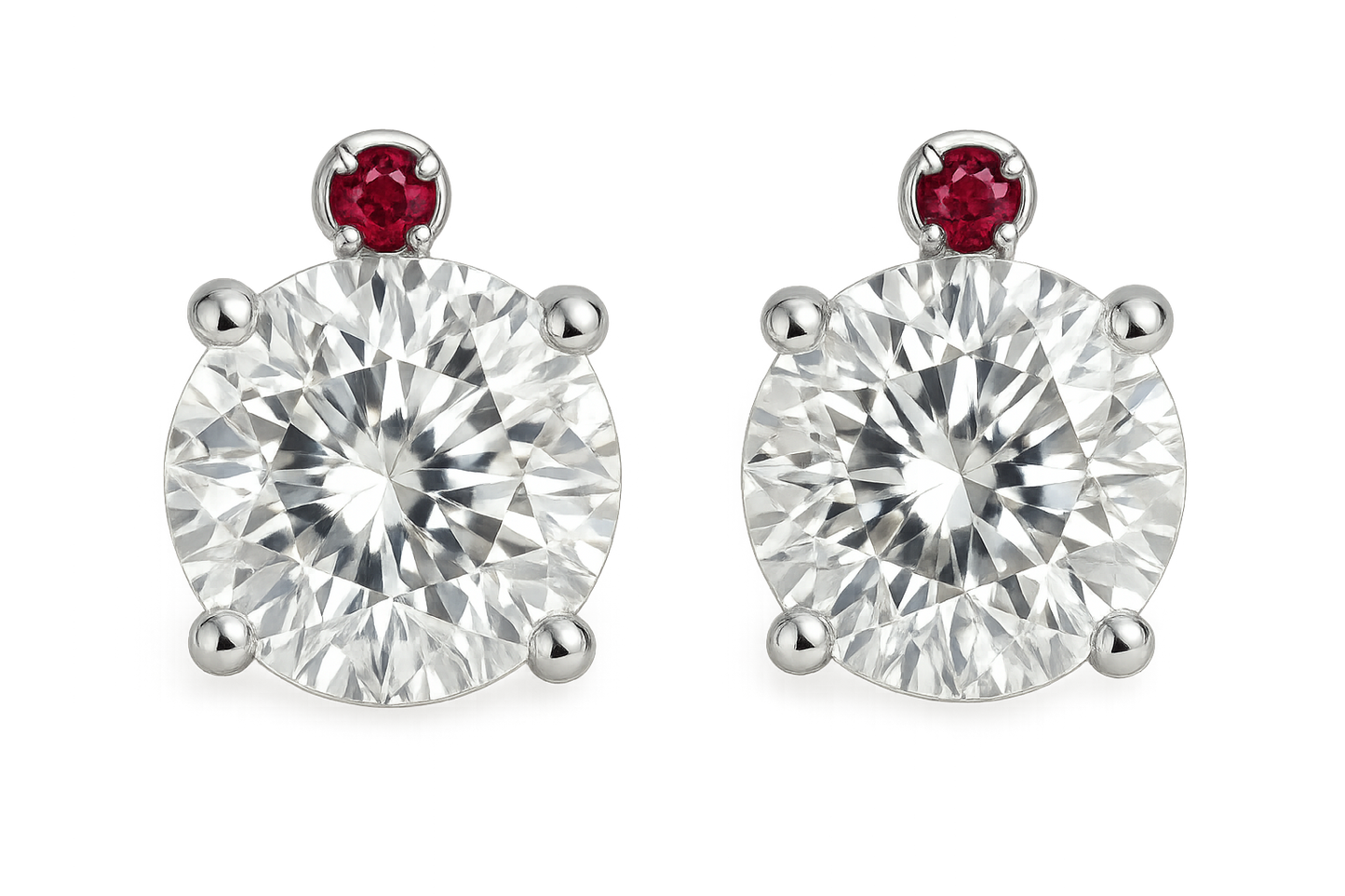 Diamond Stud Earrings 75 with ruby give the image in png format no background