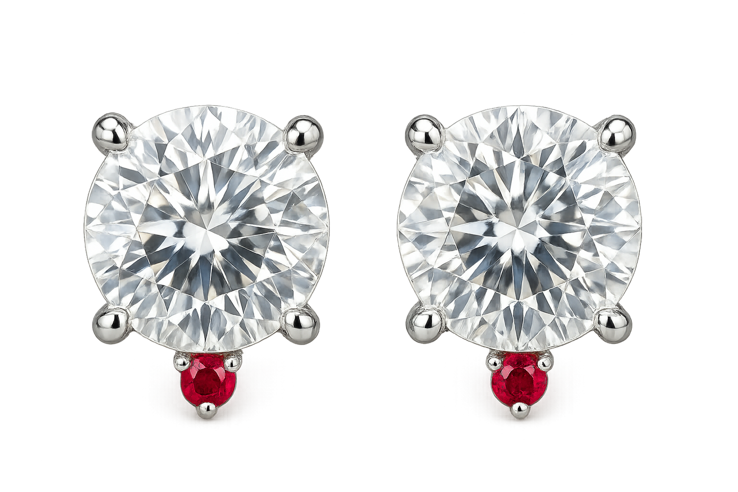 Diamond Stud Earrings 75 with ruby give the image in png format no background
