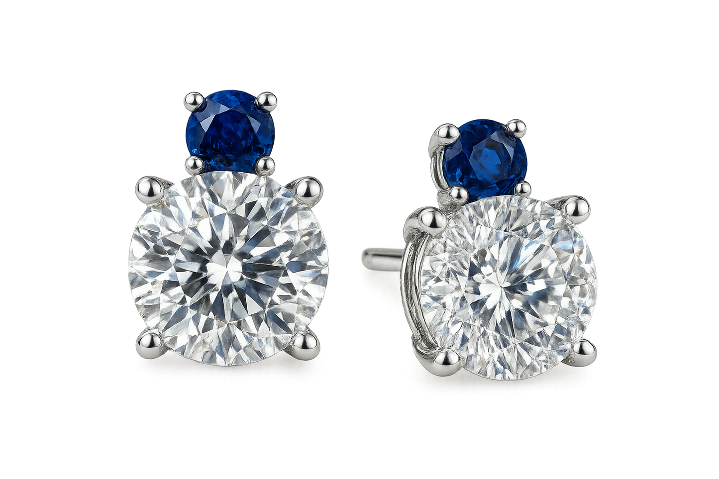Diamond Stud Earrings 75 with sapphire give the image in png format no background