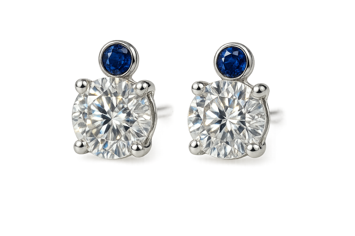 Diamond Stud Earrings 75 with sapphire give the image in png format no background