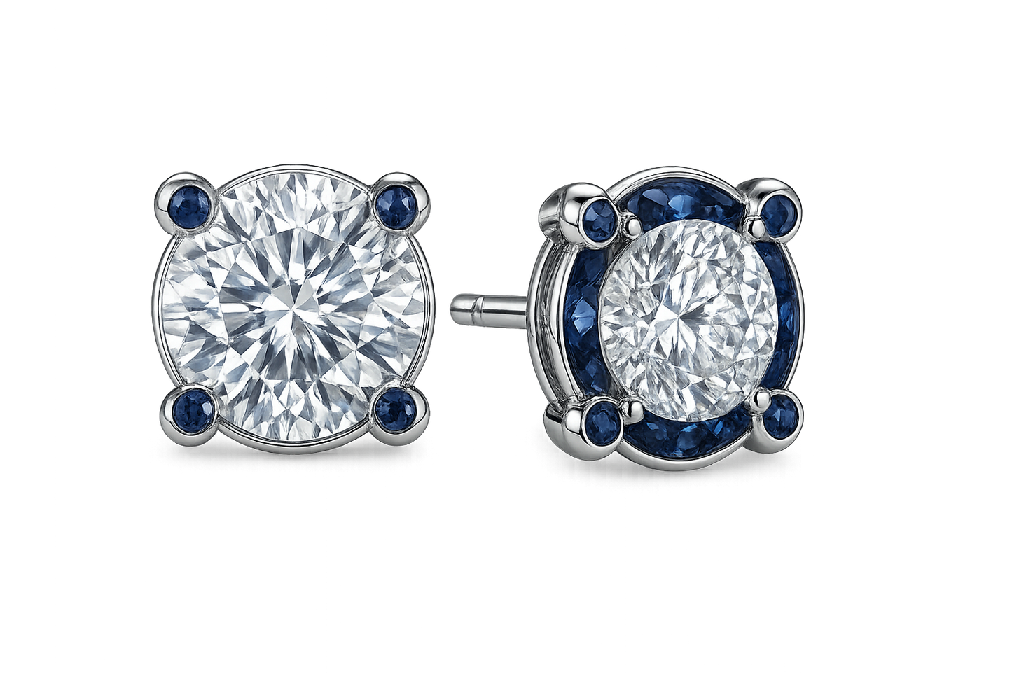 Diamond Stud Earrings 75 with sapphrie give the image in png format no background