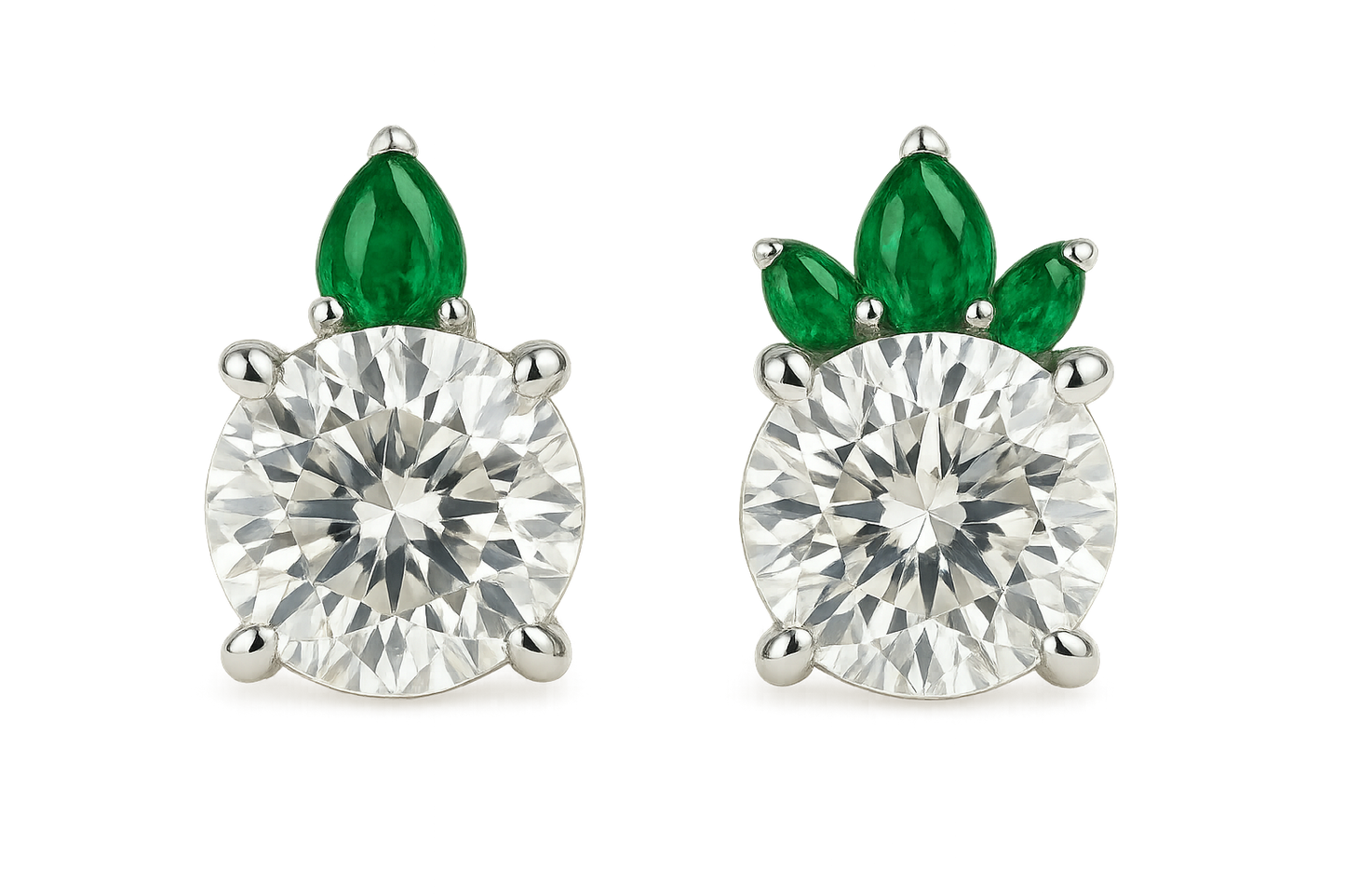  Diamond Stud Earrings 82 with emerald give the image in png format no background