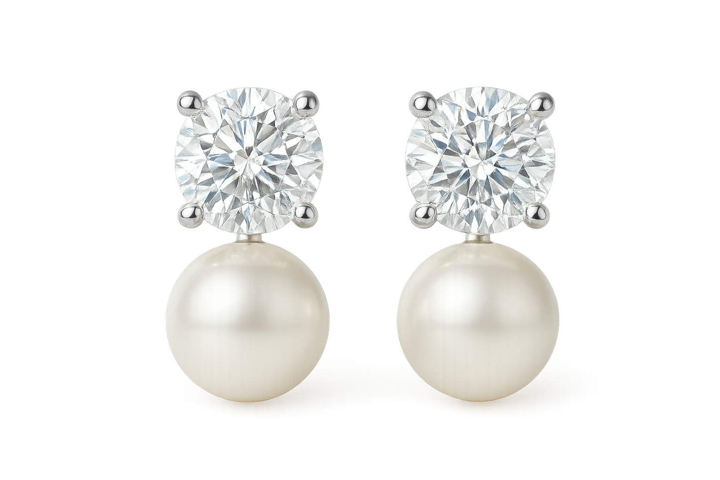  Diamond Stud Earrings 82 with pearl give the image in png format no background