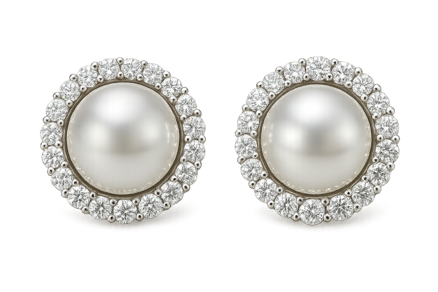 Diamond Stud Earrings 82 with pearl give the image in png format no background 