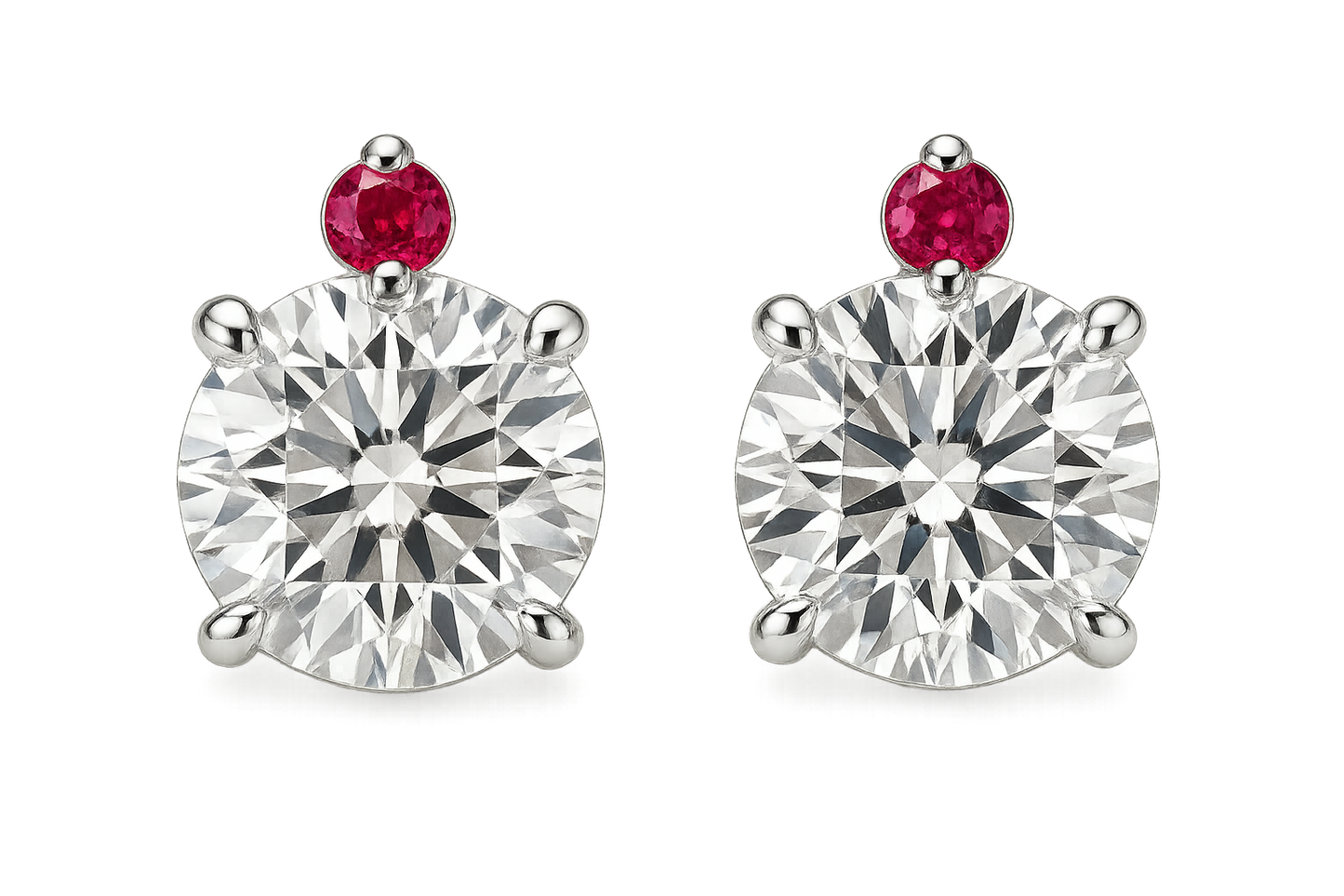 Diamond Stud Earrings 82 with ruby give the image in png format no background 