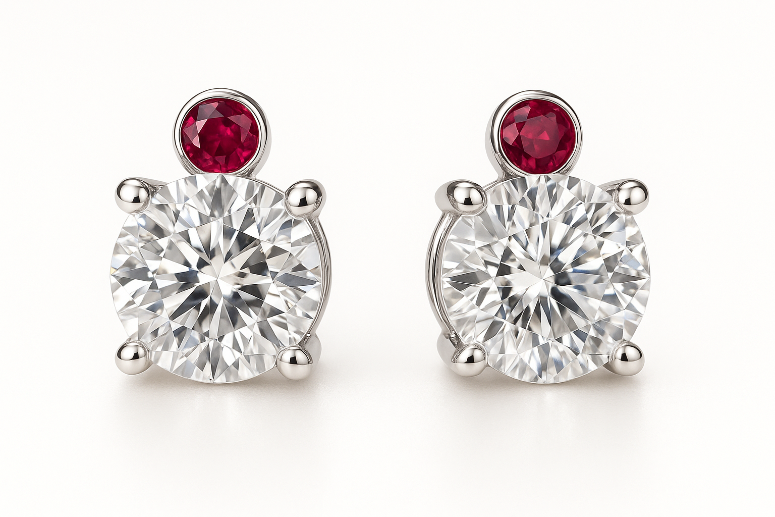 Diamond Stud Earrings 82 with ruby give the image in png format no background