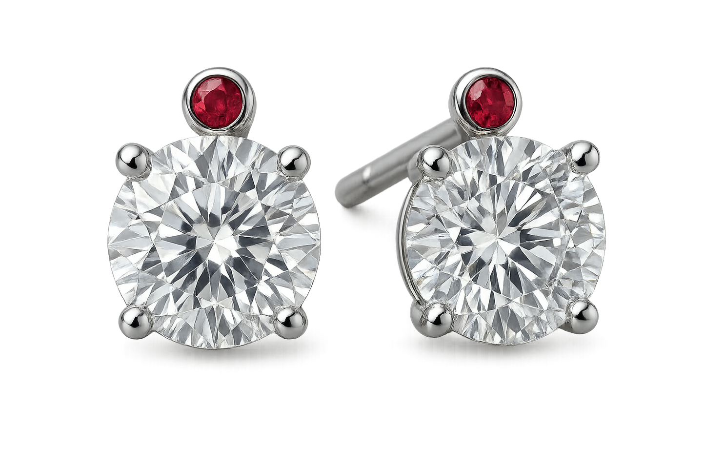  Diamond Stud Earrings 82 with ruby give the image in png format no background 