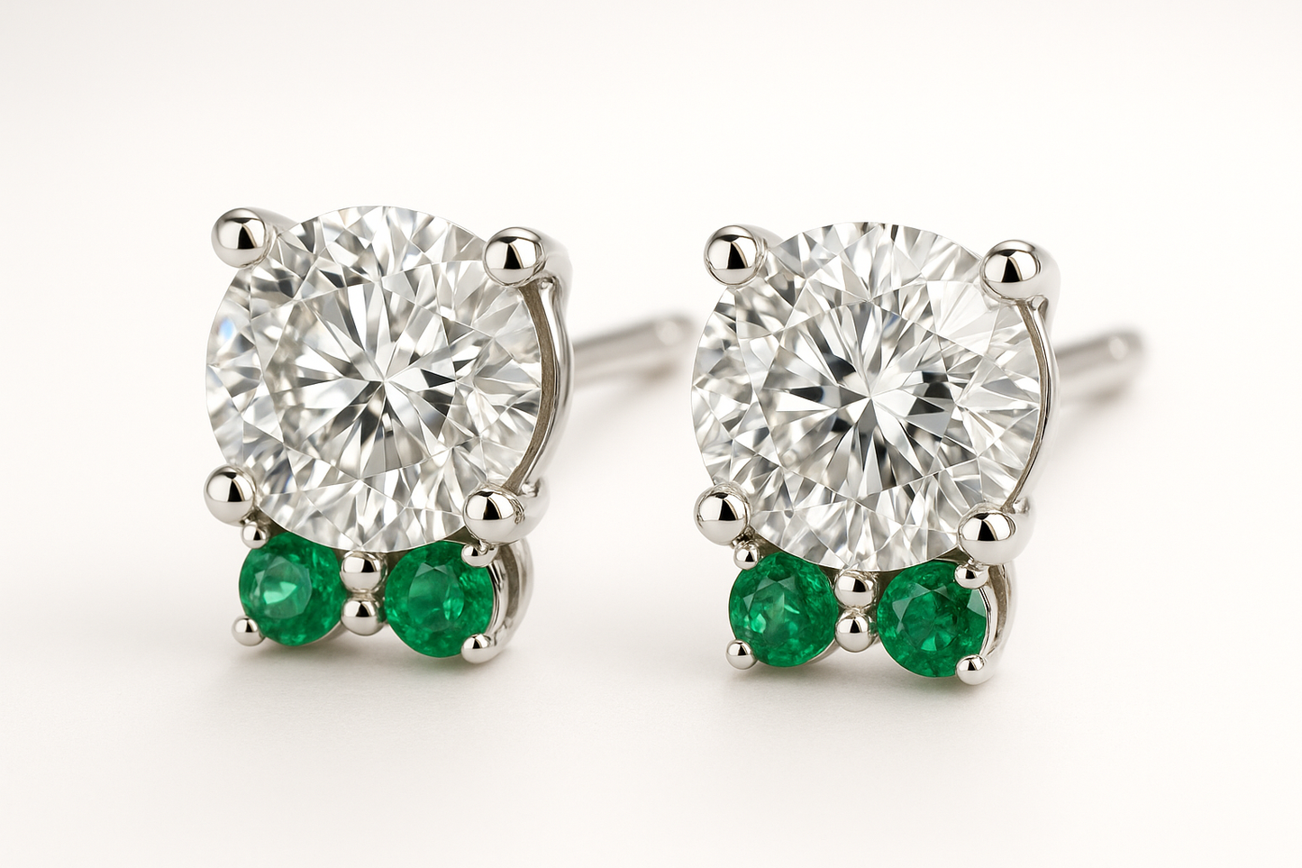 Diamond Stud Earrings 83 with emerald give the image in png  format no background 