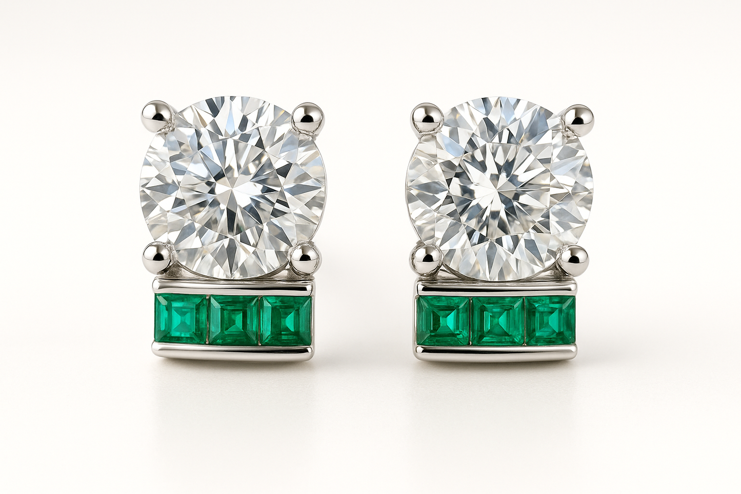  Diamond Stud Earrings 83 with emerald give the image in png  format no background 
