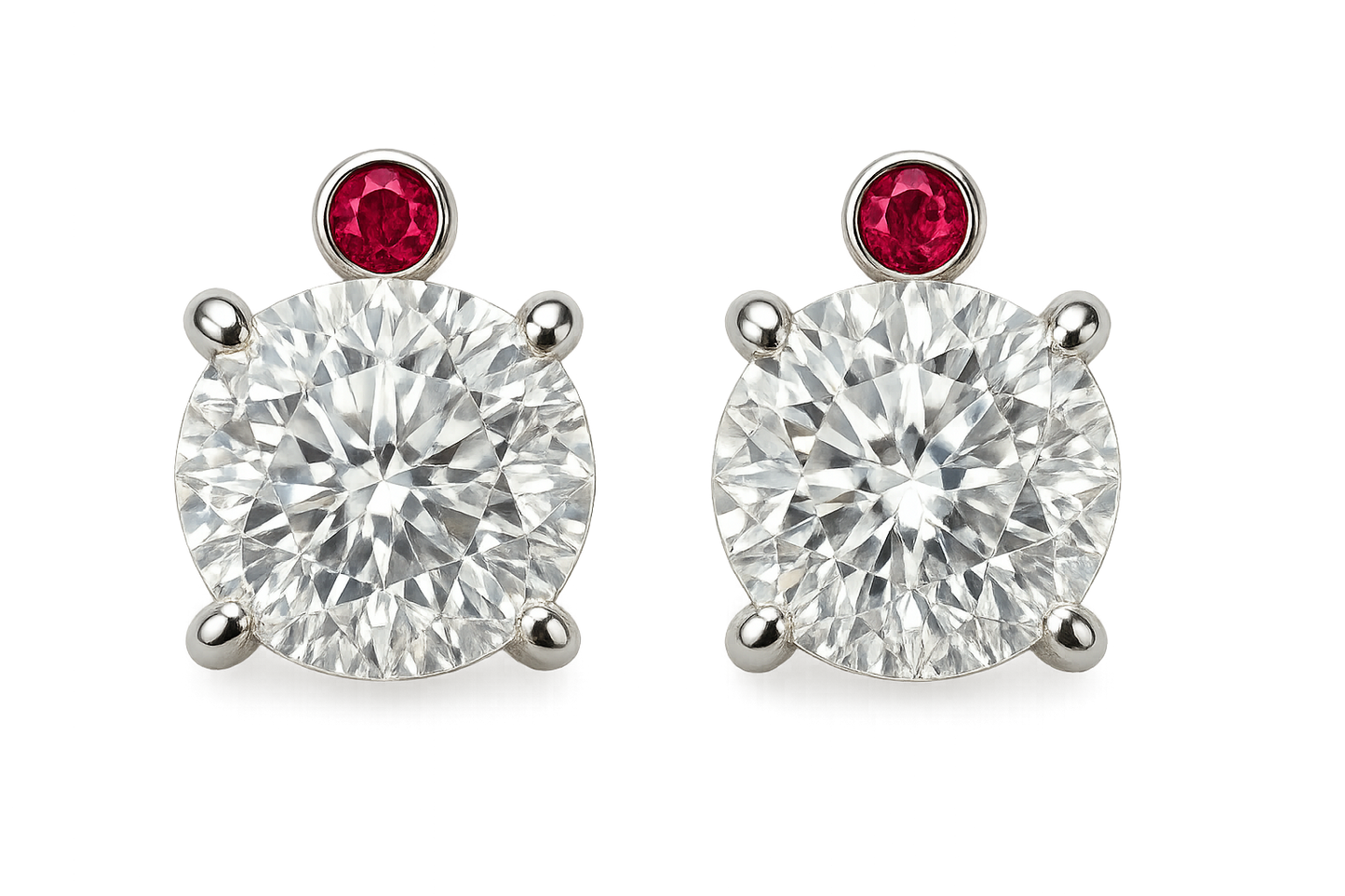 Diamond Stud Earrings 83 with ruby give the image in png  format no background 