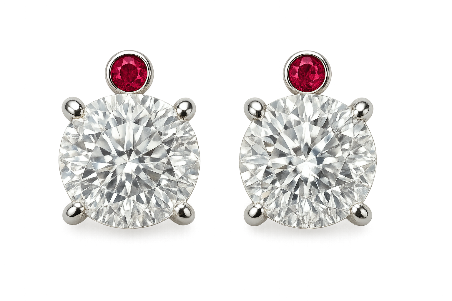 Diamond Stud Earrings 83 with ruby give the image in png  format no background 