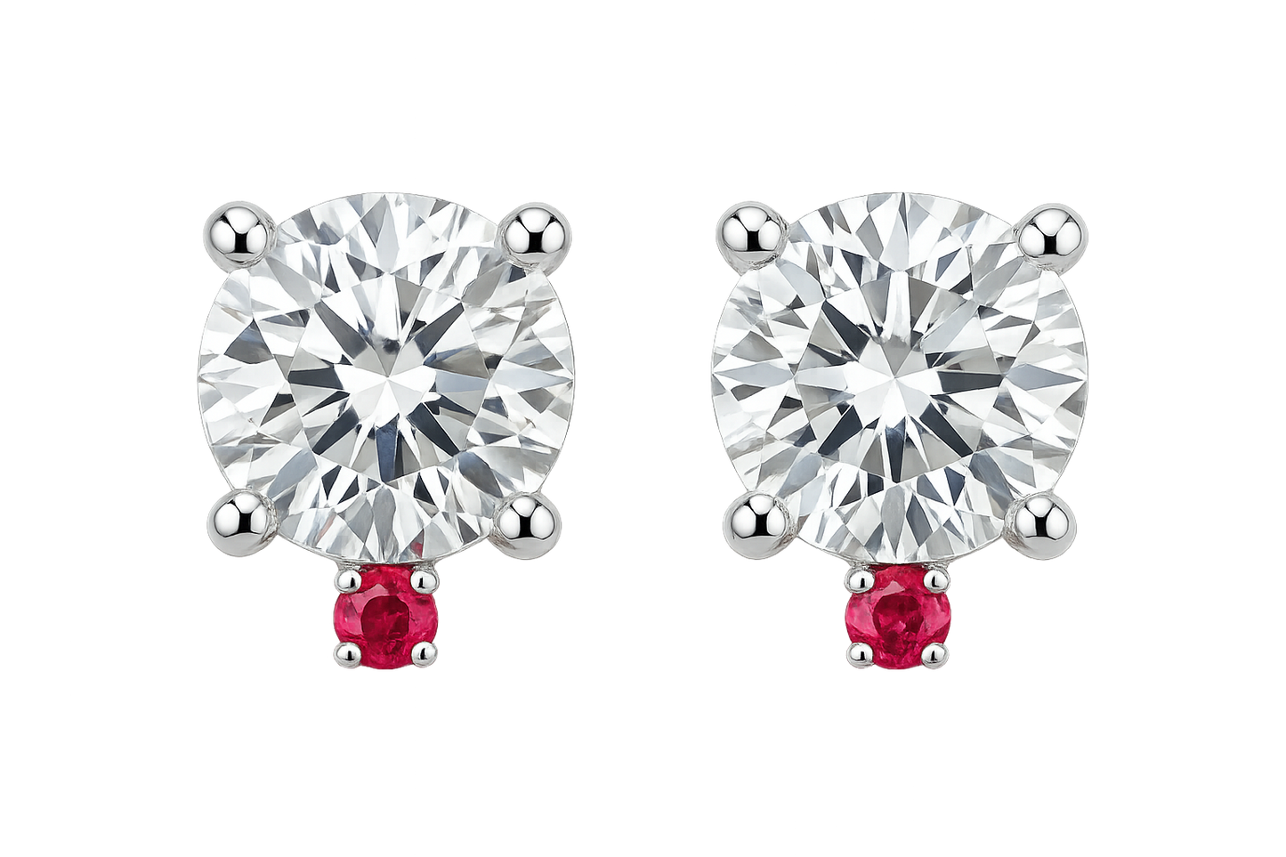 Diamond Stud Earrings 83 with ruby give the image in png  format no background 