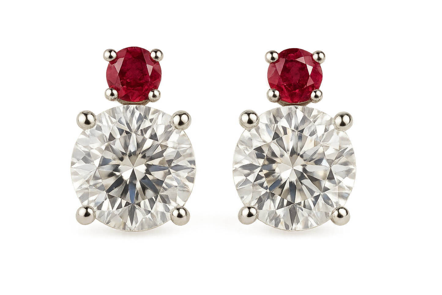 Diamond Stud Earrings 83 with ruby give the image in png  format no background 