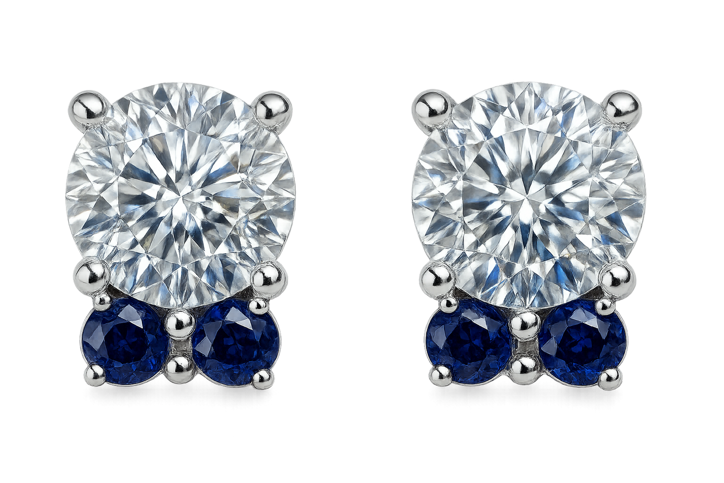 Diamond Stud Earrings 83 with sapphire give the image in png  format no background 
