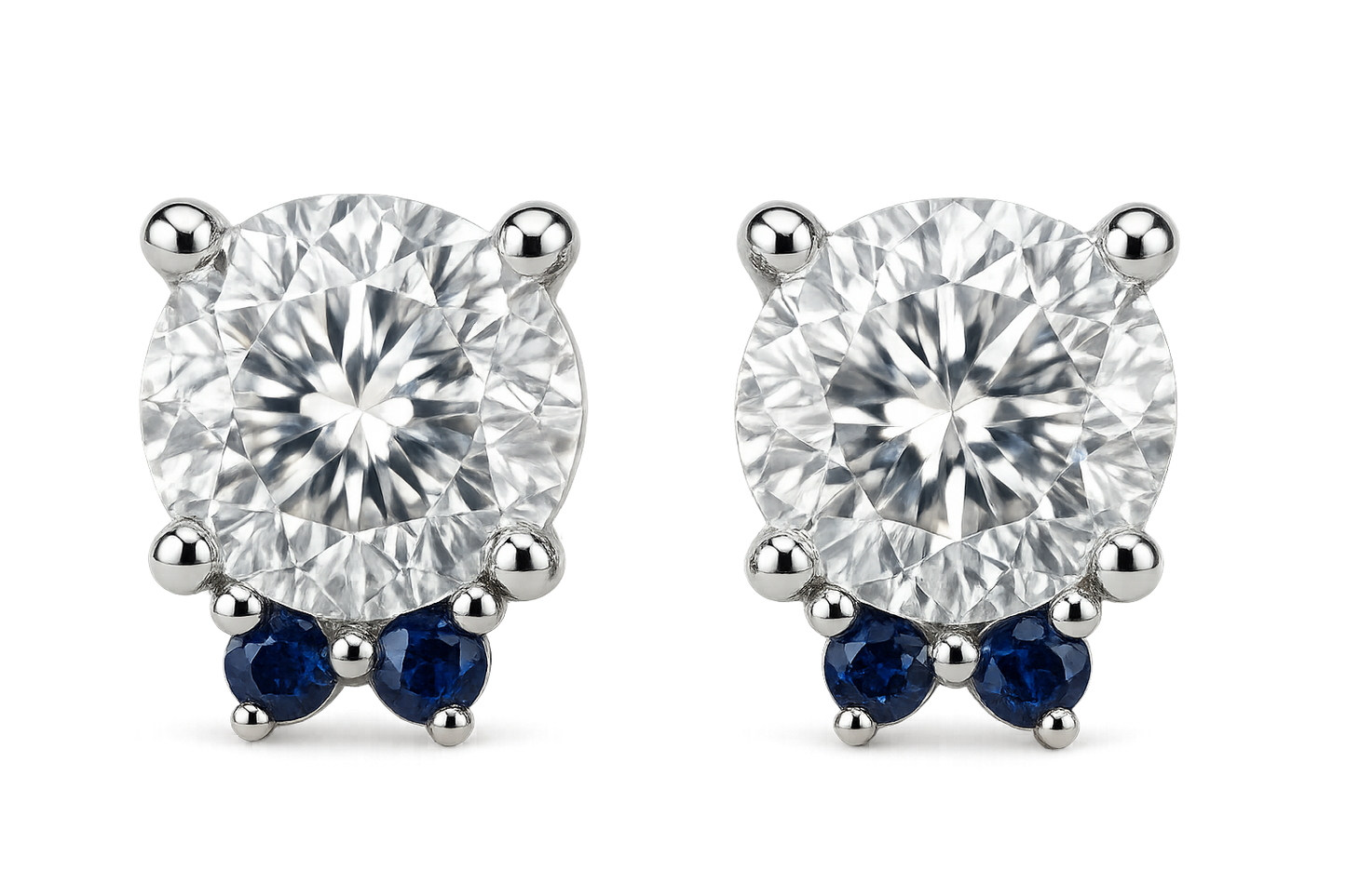Diamond Stud Earrings 83 with sapphire give the image in png  format no background 