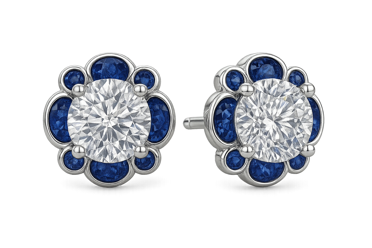  Diamond Stud Earrings 83 with sapphire give the image in png  format no background 